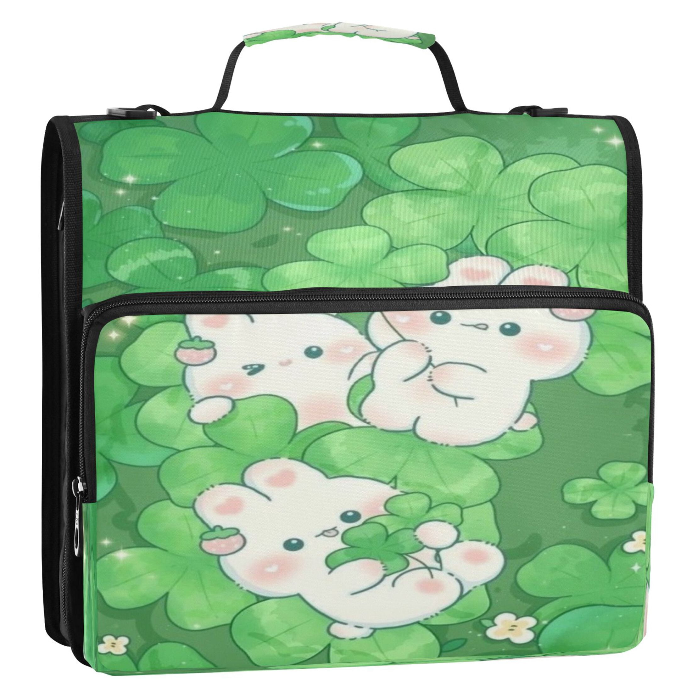 DIXRUYEE Zipper Binder trapper keeper Documents Organized Clover Crew Printed