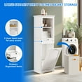 thumbnail image 3 of DEXTRUS 53"H Tilt Out Laundry Cabinet with Basket, Freestanding Laundry Hamper Bathroom Storage Cabinet Unit with Drawer, 2 Layer Open Shelf, White, 3 of 6