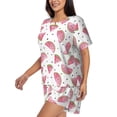 thumbnail image 2 of Rocae Watermelon for Two Piece Sleepwear Pajamas Sets for Women Soft Short-Sleeved Pjs with Lounge Shorts Small, 2 of 9