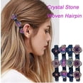 thumbnail image 3 of Sparkling Crystal Stone Braided Hair Clips for Women, Rhinestone Flower Braided Hair Clips, Braided Hair Clip with 3 Small Clips, Rhinestone Hair Clips Hairpin Duckbill Clip for Girls (Pack of 4), 3 of 5