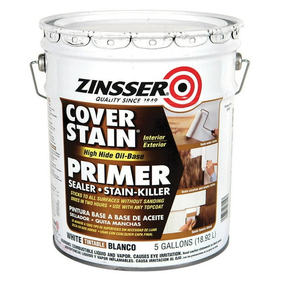 6-pack of 5 gal Zinsser 03550 White Cover-Stain Oil-Based High Hide Stain Block Primer, Low VOC
