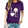 thumbnail image 2 of Tiqkatyck Womens Tops Clearance, Women's Baseball Print Loose T Shirt Short Sleeve Top, Summer Tops for Women, Long Sleeve Shirts for Women Purple, 2 of 4