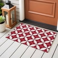 thumbnail image 4 of Red Geometric Entryway Rug 2'x3'&nbsp; Non Slip Front Door Mats, Vintage Rhombus Circle Texture Entrance Rugs Indoor Outdoor Carpet, Washable Floor Mats Small Area Rug for Bedroom Kitchen, 4 of 8