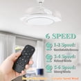 thumbnail image 3 of Cusp Barn 42" Retractable Ceiling Fan with Lights and Remote DC Motor 6 Speed Dimmable LED Ceiling Light for Bedroom Living Room, 3 of 7