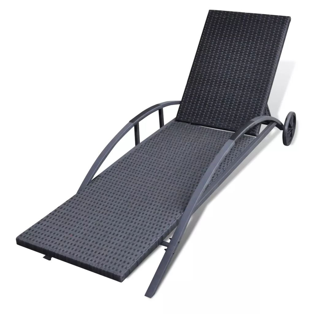 Kepooman Outdoor Portable Adjustable Lounge Chair with Cushion & Wheels & Backrest, 78.7" x 32.7", Black Kepooman Outdoor Portable Adjustable Lounge Chair with Cushion & Wheels & Backrest, 78.7" x 32.7", Black