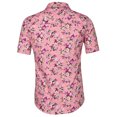 thumbnail image 6 of Men Short Sleeve Button Front Floral Beach Hawaiian Shirt S (US 34) Rose Red, 6 of 6