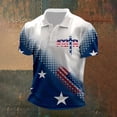 thumbnail image 2 of IWRICH Men's US Flag Printed Plus Size Polo Shirts Slim Fit Button up T Shirts Short Sleeve Casual Trendy Summer Tees Blue XL, 2 of 3