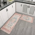 thumbnail image 3 of 2 Piece Bohemian Light Pink Ethnic Rug Rug Kitchen Rug Set, Decor Kitchen Rugs, Absorbent Non-Slip Washable Floor Mats, Home Indoor Runner Rugs 17"x47"+17"x30", 3 of 7
