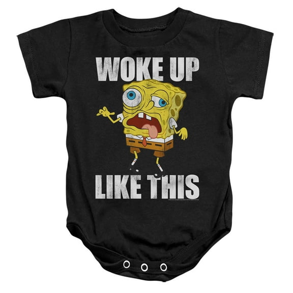 Spongebob Woke Up Like This Meme Unisex Infant Snap Suit for Baby, Black, 18 Months