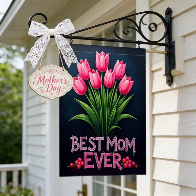 ddioayh Garden Flag Double Sided Mothers Day Outdoor Decoration Reversible For Yard Porch Home With Flowers Heart Designs Happy Mothers Day Gift