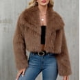thumbnail image 2 of Womens Winter Faux Fur Coats Fleece Cropped Jacket Lapel Open Front Long Sleeve Shaggy Warm Outerwear Fall Clothes, 2 of 7