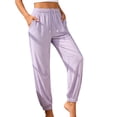 thumbnail image 3 of Lounge Jogger Pants for WomenElastic High Waist Drawstring Lightweight Long Pants Solid Color Versatile Casual Sports Pants with Pockets, 3 of 6