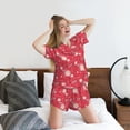 thumbnail image 5 of Haiem Hello Summer Flamingo Pattern Pajama Set for Women 2 Piece Lounge Set Short Sleeve Tops and Shorts Soft Sleepwear-XX-Large, 5 of 7
