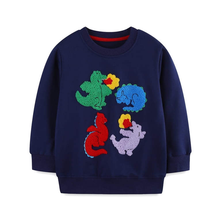 HILEELANG Boys Dinosaur Appliqué Sweatshirt & Jogger Set photo 4