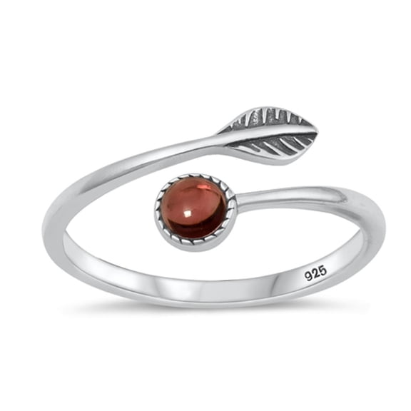 CHOOSE YOUR COLOR Simulated Garnet Arrow Spoon Adjustable Ring .925 Sterling Silver Band Red CZ Female Size 4