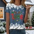 thumbnail image 6 of larppty Fall Crew Neck T-Shirts Women Christmas Graphic Shirts Cute Xmas Tees Funny Holiday Family Short Sleeves Tops (Navy, L), 6 of 9