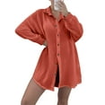 thumbnail image 2 of Oversized Sequin Shirts Dress Long Sleeve Button Down Shirt Women Beach Cover Ups Summer Orange Color 4XL, 2 of 6