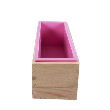 Hurrise Rectangle Silicone Liner Soap Mould Wooden Box Diy Making