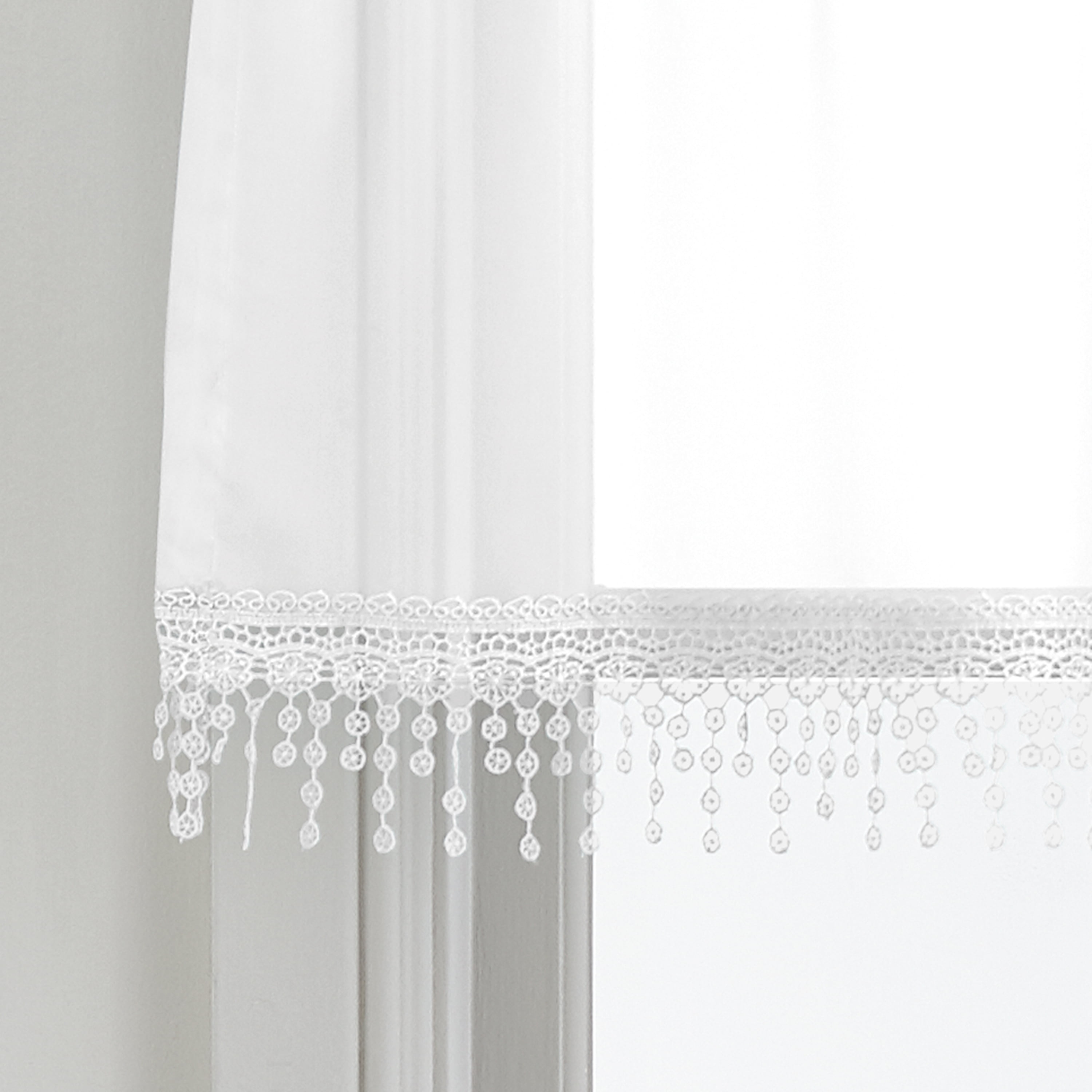 Mainstays Macrame Tailored Curtain Valance, Single Panel, White, 50'' W x 18" L