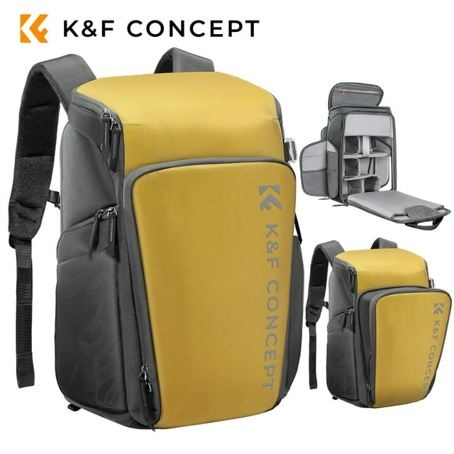 K&F Concept Camera Bags Backpack, Waterproof 25L Large Capacity Camera Case with Raincover for Travel, Photographers,15.6 Inch Laptop