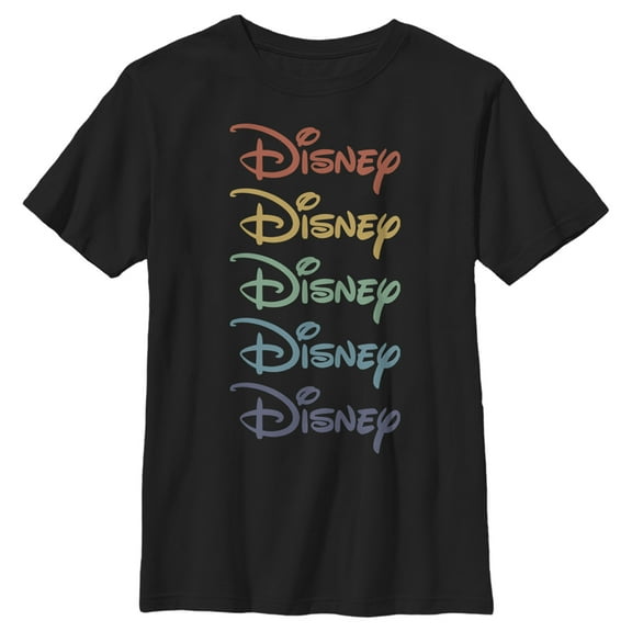 Boy's Disney Rainbow Stack  Graphic Tee Black Medium