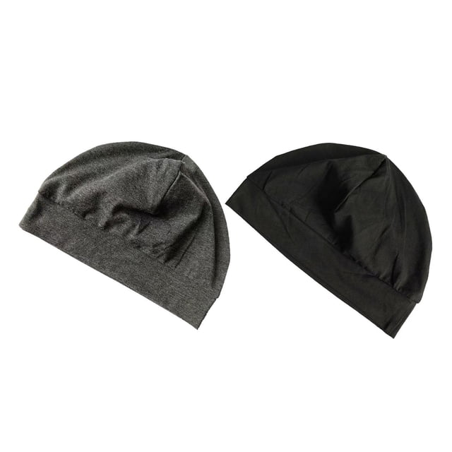 2 piezas de gorro para dormir, cálido y forro para casco, ideal para viajes, personas mayores, dormir y hacer ejercicio. negro y gris