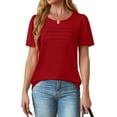 thumbnail image 3 of Fantaslook Women Blouses Dressy Casual Summer Short Sleeve Shirts Crew Neck Pleated Tunic Tops, 3 of 10