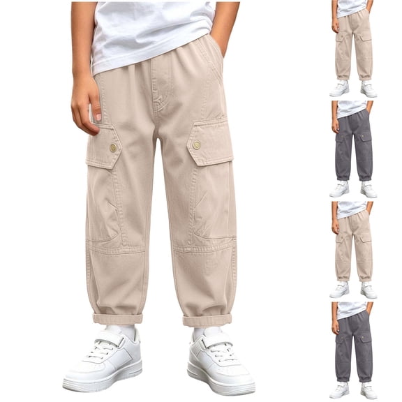 Sweatpants for Boys and Girls Winter Unisex Kids 2-12Years Outdoor Casual Loose Joggers Elastic Waist Solid Color Back to School Pants with Pockets
