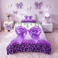 thumbnail image 2 of Homewish Purple Bow-Tie Twin Duvet Cover for Girls, Bling Leopard Print Twin Bedding, Polka Dots Reversible, 2 Pieces 1 Duvet Cover and 1 Pillowcase, 2 of 5