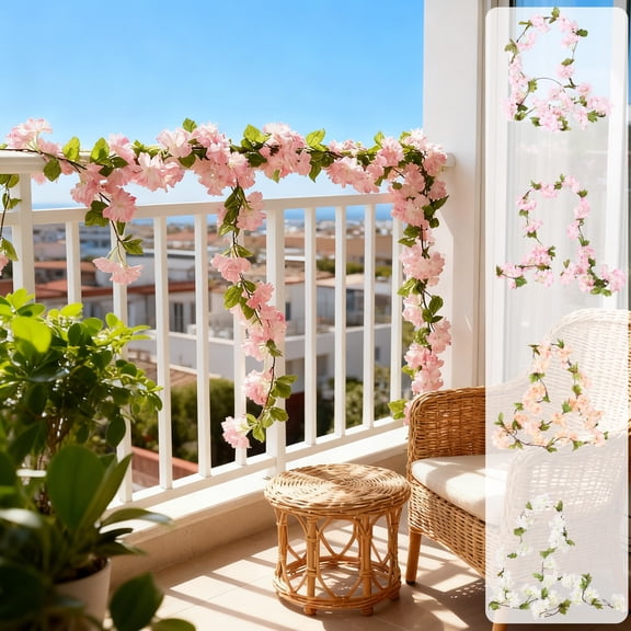 Beautynvta Fake Flowers Hanging Flowers Vine, Faux Silk Phalaenopsis Flowers Garland Realistic Artificial Flowers Vine for Wedding Arch Party Wall Garden Room Decor, 90.55''