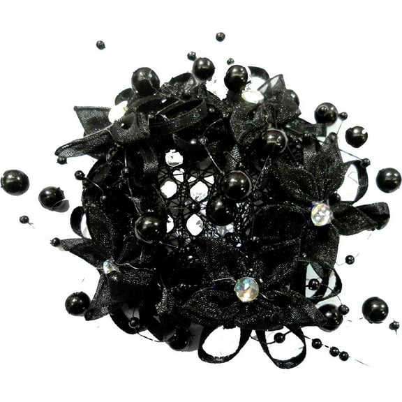 Wenchoice Girl's Black Lily Pearl Bun Cover One Size