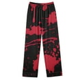 thumbnail image 3 of BiZtdJrK Halloween Pajamas Women Color Block Novelty Print Casual 2 Piece Outfits Lapel Long Sleeve Button Down Shirts and Pants Lounge Pants Sleepwear Sets with Pocket AA-Black XL, 3 of 4