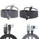 thumbnail image 5 of Cateissary Cable de carga VR tipo C, línea de fecha, Cable móvil, bolsillo, adaptador de auriculares de música de viaje, reemplazo para Videojuegos y accesorios Negro+Blanco 3 mètres, 5 of 6