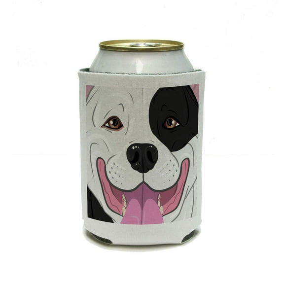 Pit Bull Face Black and White Pitbull - Close up Pet Dog Can Cooler Drink Insulator Beverage Insulated Holder