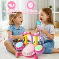 thumbnail image 4 of Baby Drum Set, Toy for 1 Year Old, Toddler Drum Set with 2 Drumsticks and Microphone, Kids Musical Toys, Baby Drum Set Toy for 1 2 3 Year Old Boys Girls - Pink, 4 of 8