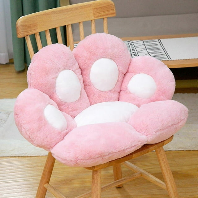 Cat Paw Cushion Lazy Sofa Office Chair Cushion Bear Paw Warm Floor Cute Seat Cushion for Dining Room Bedroom Comfy Chair Gift (Pink, 27x23 inches)