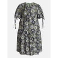 thumbnail image 4 of Terra & Sky Women’s Plus Tiered Midi Dress with Short Puff Tie Sleeves, Sizes 0X-5X, 4 of 4