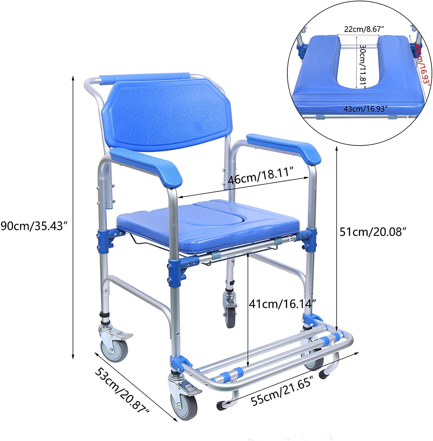 ZH-VBC Commode Toilet Wheelchair with Toilet Bucket Toilet Seat
