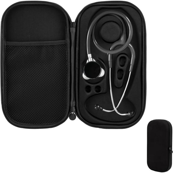 Stethoscope Case Compatible with Eko CORE 500, Hard Carrying Bag for Digital Stethoscope, Portable Protective Case with Handle for Carry, Extra Pocket for Doctor and Nurse Accessories(Black)