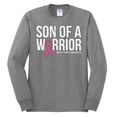 thumbnail image 2 of Wild Bobby Son of A Warrior Breast Cancer Ribbon Breast Cancer Awareness Men Long Sleeve Shirt, Heather Grey, Large, 2 of 6