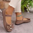 thumbnail image 3 of HEWUQI Bowknot Mary Jane Flats for Women Elatic Strap Soft Sole Ballet Slip on Wide Arch Support Commute Comfortable Dressy Shoes Gray Size 9, 3 of 5
