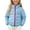 Light Blue, variant on Kids Unisex Color Block Padded Jacket Full Zip Hooded Quilted Winter Coat with Chest Badge and Contrast Trim for School Outdoor Daily Wear
