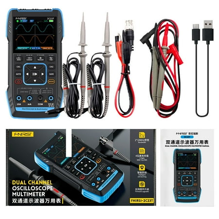 3in1 Oscilloscope Multimeter Signal Generator Machine 2.8inch IPS Display Oscope Meter Handheld Oscilloscope 10Mhz Bandwidth 50MSa/s Sampling Rate Dual Channel Oscillometer with Waveform Save and