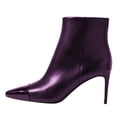 thumbnail image 3 of FSJ Women Classic Square Cap Toe Ankle Boots Stiletto Mid Heel Side Zipper Booties Comfy Daily Wear Dress Shoes Size 11 Purple, 3 of 4