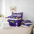 thumbnail image 5 of Feelyou Cute Football Soccer Bedding Comforter Set 7pcs for Kids, Est Sleep Sports Queen Bedding Sets, Purple Cartoon Theme Queen Sheet Sets, Breathable Home Decor, 5 of 7