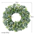 thumbnail image 3 of Rustic Artificial Olive Branch Wreath Linen Bow Green Decor Weatherproof Hanging Ornament For Front Door Yard Patio Living Room Fireplace Spring Summer Wedding Housewarming Home Decorations, 3 of 5
