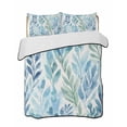 thumbnail image 2 of Blue Green Leaf Twin XL Size Down Alternative Comforter, Lightweight Comforter Quilt Bedding Set with Pillow Shams Summer Vintage Watercolor Plant All Seasons Bed Comforter Duvet Insert 68"x98", 2 of 7