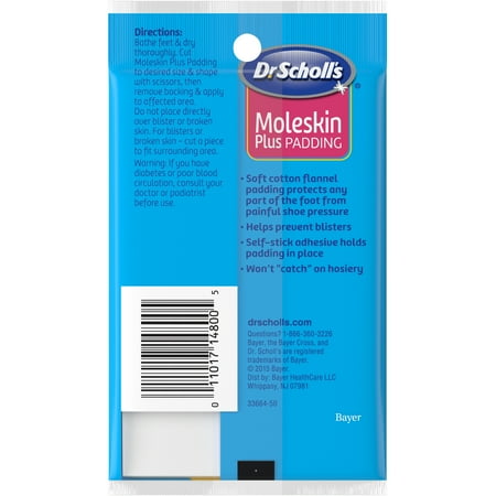 Dr. Scholl's Moleskin Plus Padding for Relief of Corns/Calluses, 3 ct