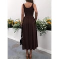 thumbnail image 4 of Women'S Summer Maxi Dress Sleeveless Square Neck Casual Beach Sundress with Pockets, Flowy Patchwork Coffee Color XL, 4 of 6