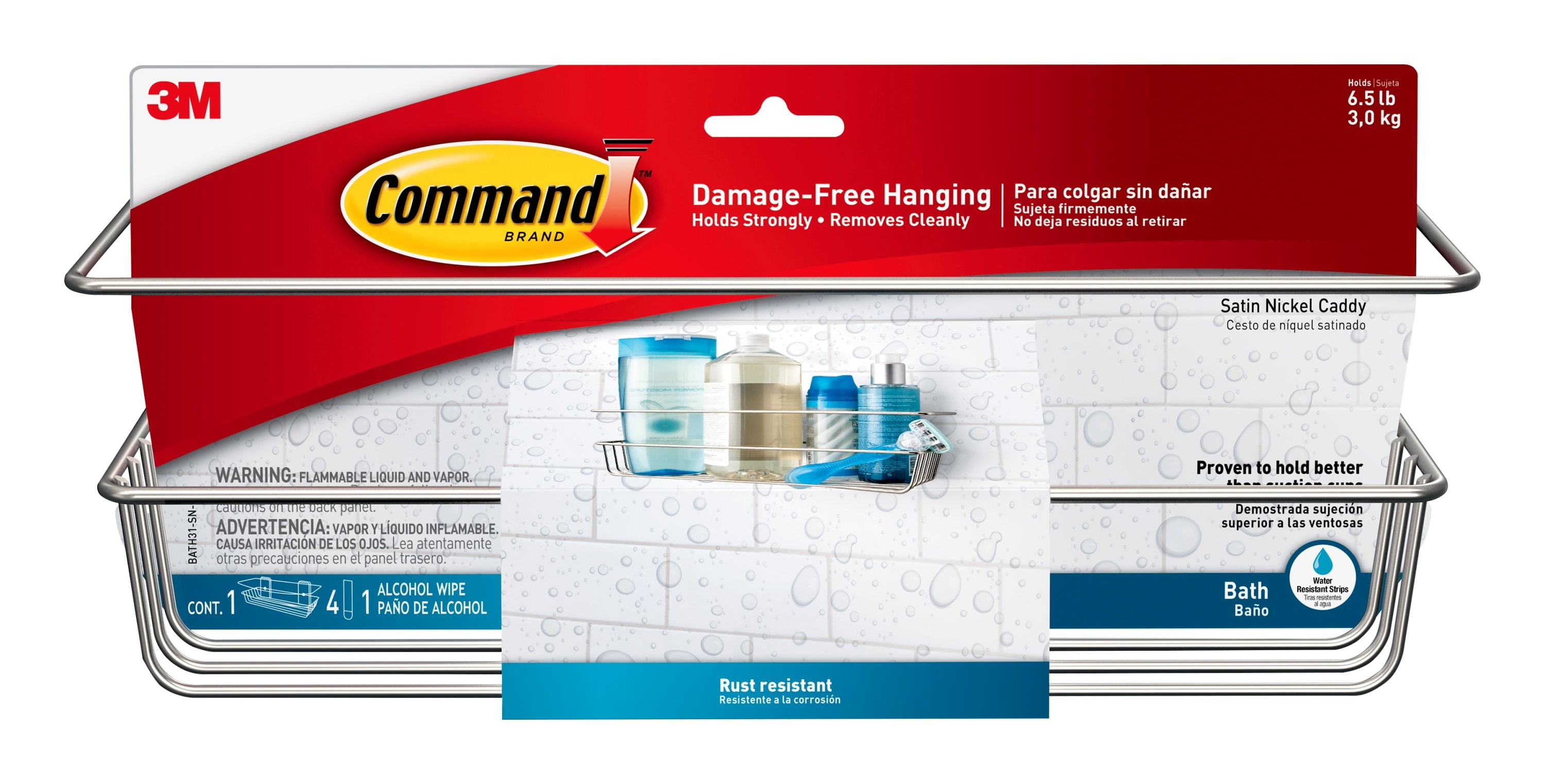 Command Bath Shower Caddy, Satin Nickel, 1 Caddy, 4 Strips Walmart